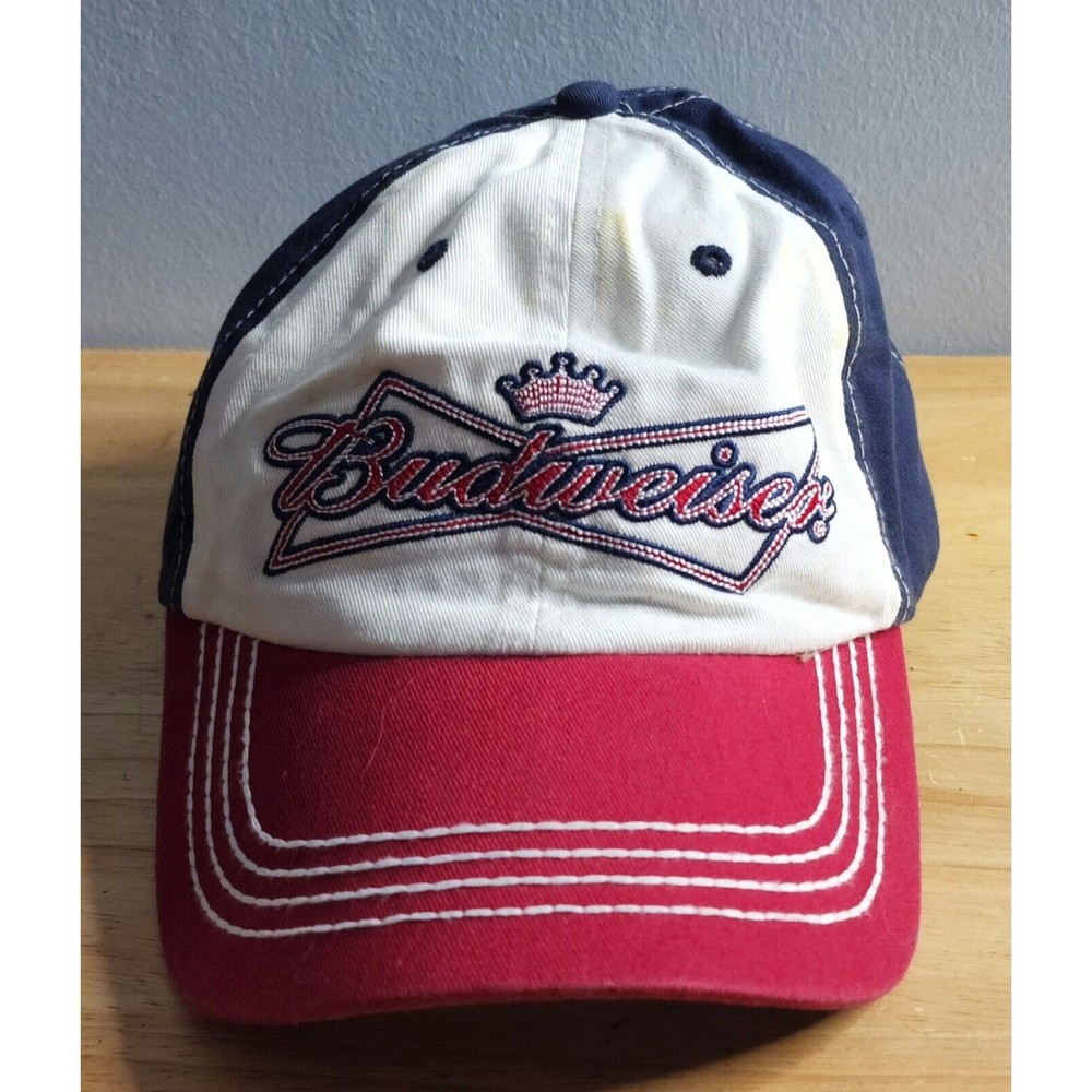 Budweiser King Of Beers Hat Red White Blue Slouch Cap Adjustable